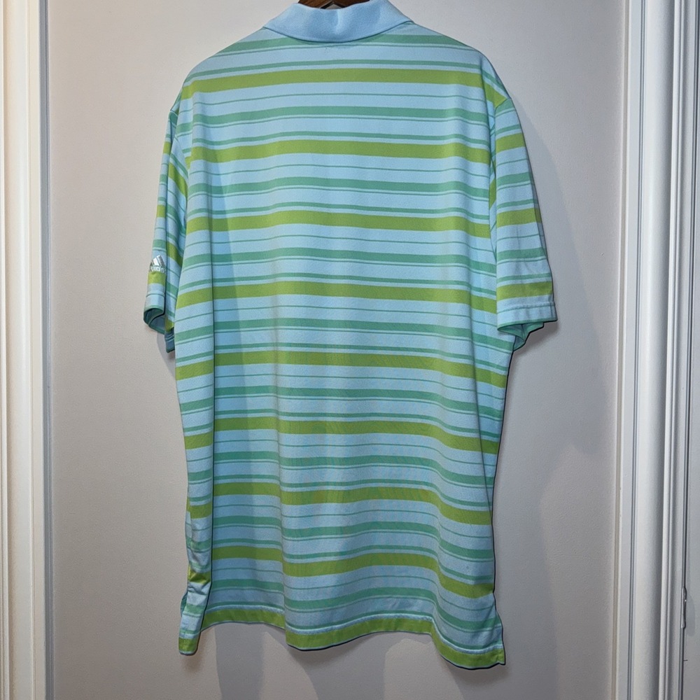 VTG Pinehurst Polo Shirt XL Green Blue Adidas Golf Stripes Performance CLIMALITE - Picture 6 of 8